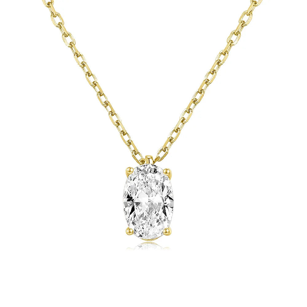 Geometry Crystal Pendant Necklace For Women Round Heart Gold Color Choker Chain Zircon Necklaces Korean Minimalist Jewelry N481