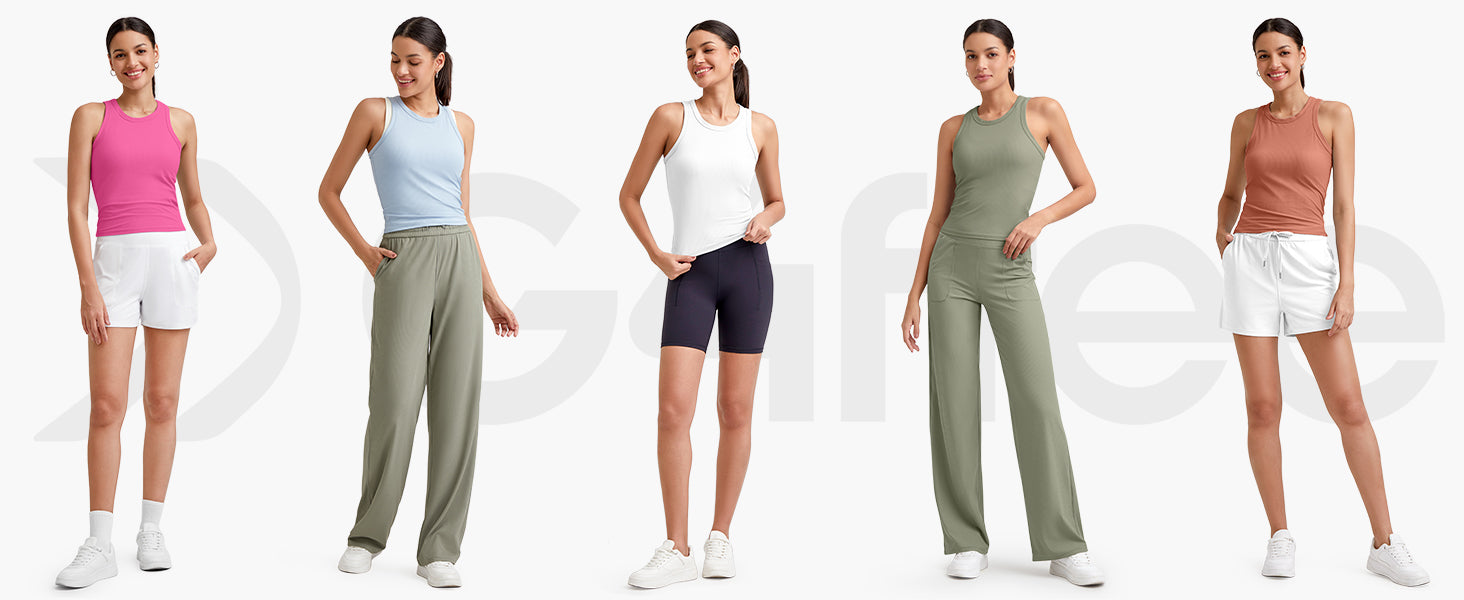Workout Tank Tops for Women Slim Fitted Racerback Ribbed Athletic Gym Yoga Tanks Summer Casual