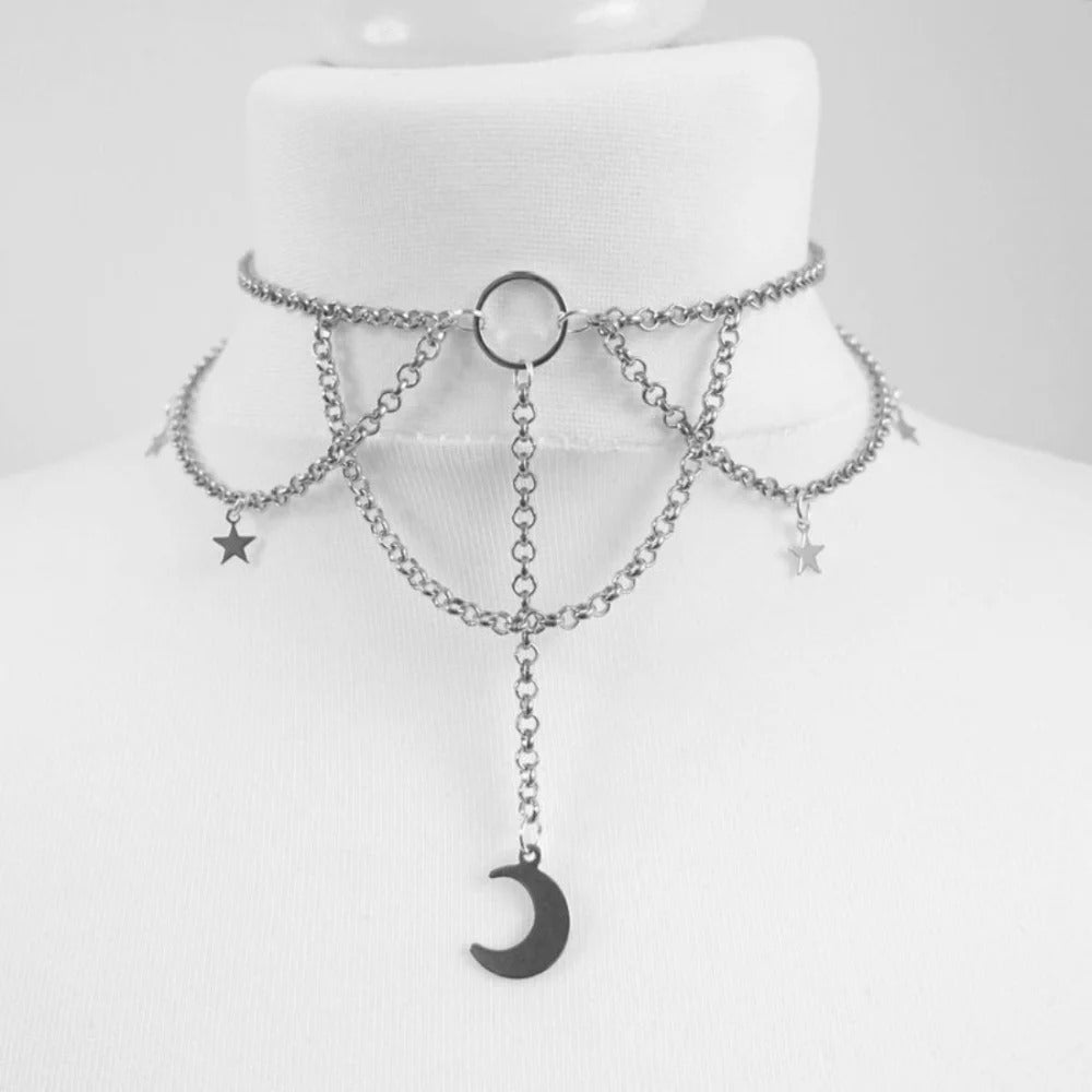 Long Tassel Punk Multilayer Spider Pendants Necklaces for Women Personality Choker Silver Color Choker Chain Fashion Jewelry