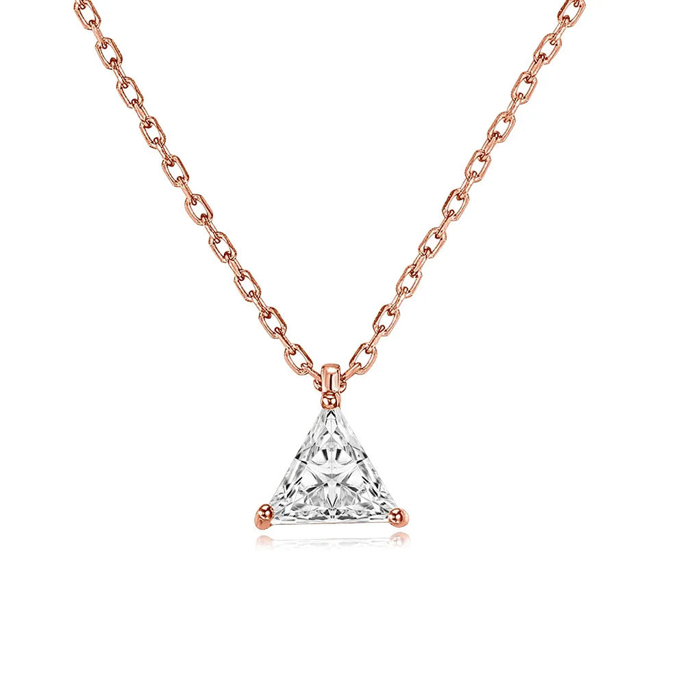 Geometry Crystal Pendant Necklace For Women Round Heart Gold Color Choker Chain Zircon Necklaces Korean Minimalist Jewelry N481
