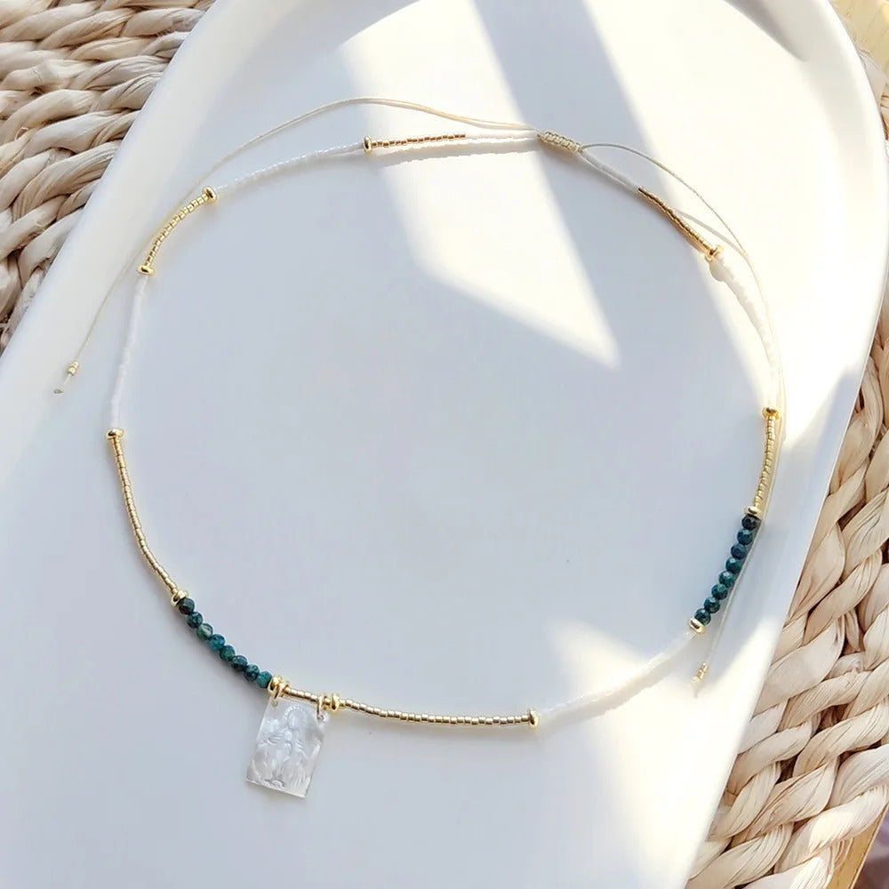 Virgin Mary Necklace For Women Gift Collar Virgen 2023 New In Miyuki Turquoise Bead Choker Necklaces Eye Collar Femme