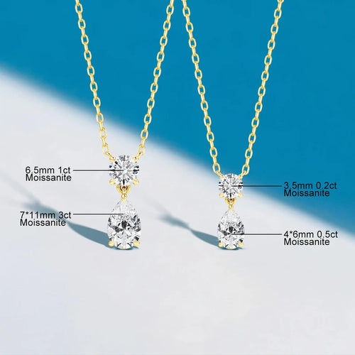 3ct Pear Cut Moissanite Waterdrop Pendant Necklace for Women 18K Gold Plated Choker Chain Fashion Neck Accessories Jewelry