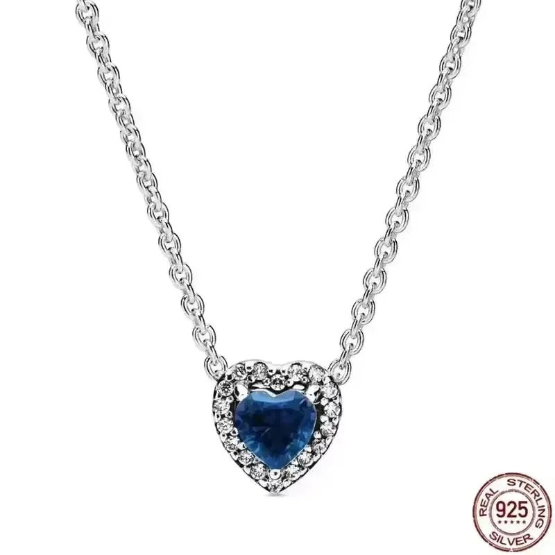 Hot selling 925 sterling silver pendant necklace shines with classic luxury heart-shaped square necklace, women's jewelry gift