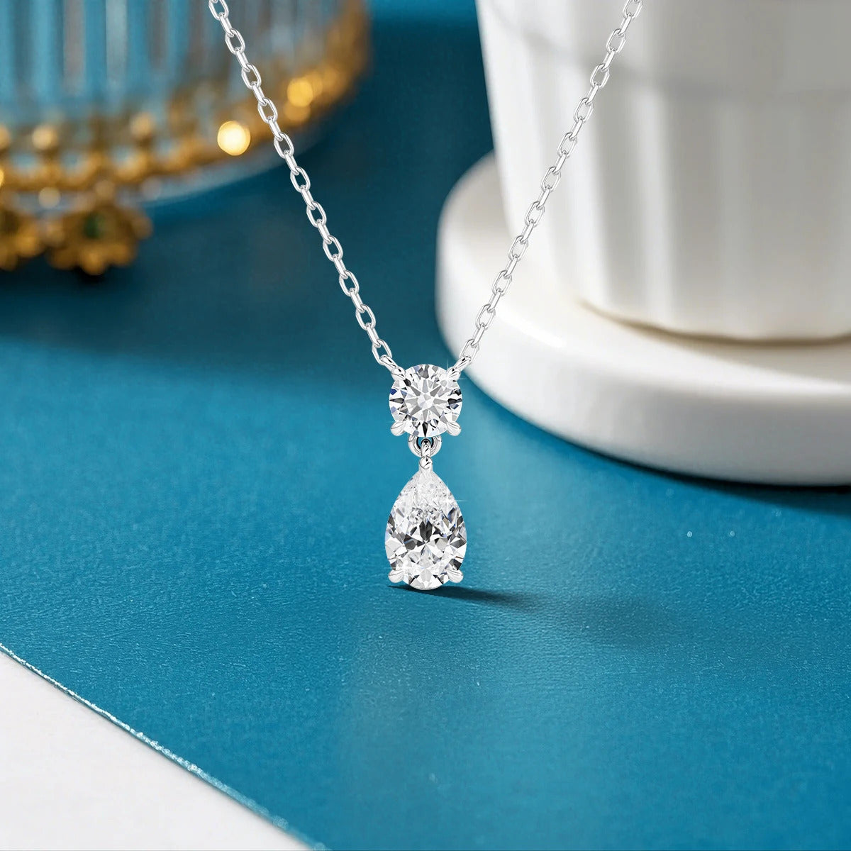 3ct Pear Cut Moissanite Pendant Necklace Silver 925 Women's Waterdrop Necklace High Quality Luxury Engagement Jewelry