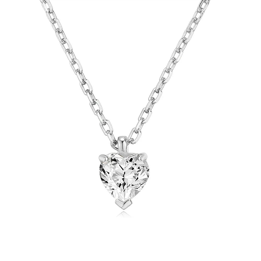 Geometry Crystal Pendant Necklace For Women Round Heart Gold Color Choker Chain Zircon Necklaces Korean Minimalist Jewelry N481
