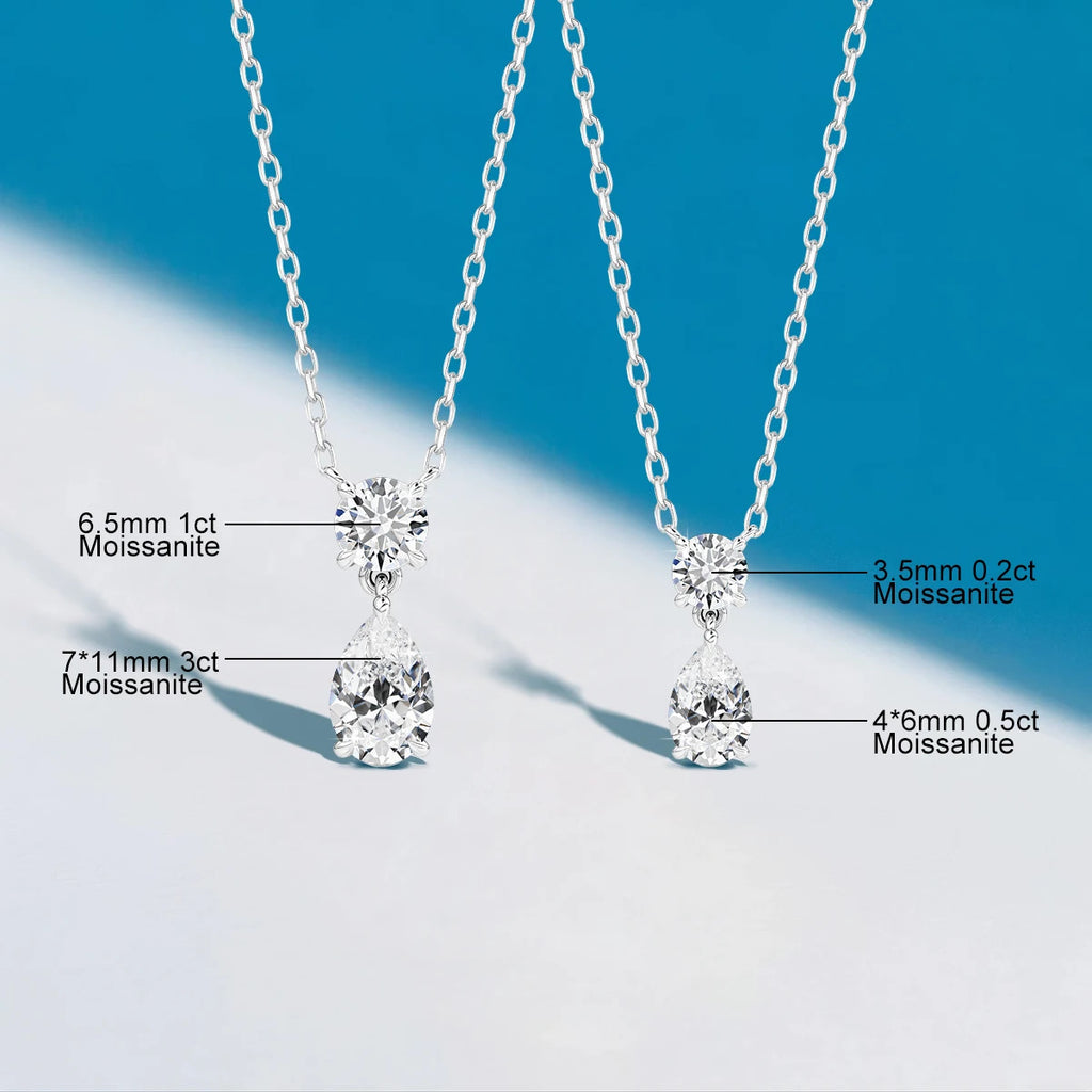 3ct Pear Cut Moissanite Pendant Necklace Silver 925 Women's Waterdrop Necklace High Quality Luxury Engagement Jewelry