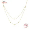 925 Sterling Silver Horse Eyes Colored Zircon Collarbone Necklace For Women 18K Gold Ins Lune Necklace Fine Jewelry