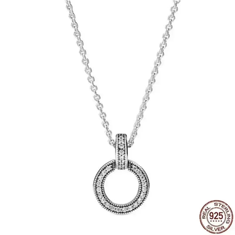Hot selling 925 sterling silver pendant necklace shines with classic luxury heart-shaped square necklace, women's jewelry gift