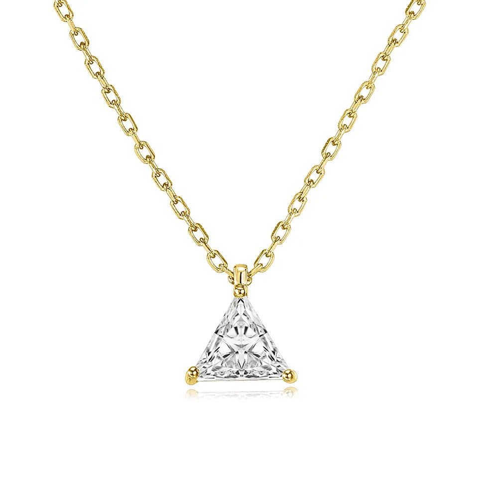 Geometry Crystal Pendant Necklace For Women Round Heart Gold Color Choker Chain Zircon Necklaces Korean Minimalist Jewelry N481
