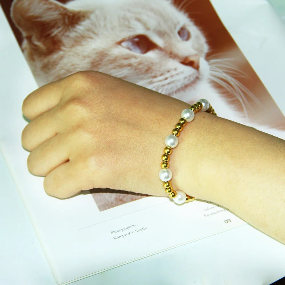 Fashion Party Jewelry Bracelets Adjustable Snake Chain With White Pearl Bracelets For Women Wedding Jewellry
