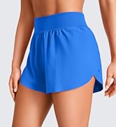 YOGA High Waisted Dolphin Running Shorts for Womens Mesh Liner for Gym Workout Athletic with Zipper Pocket