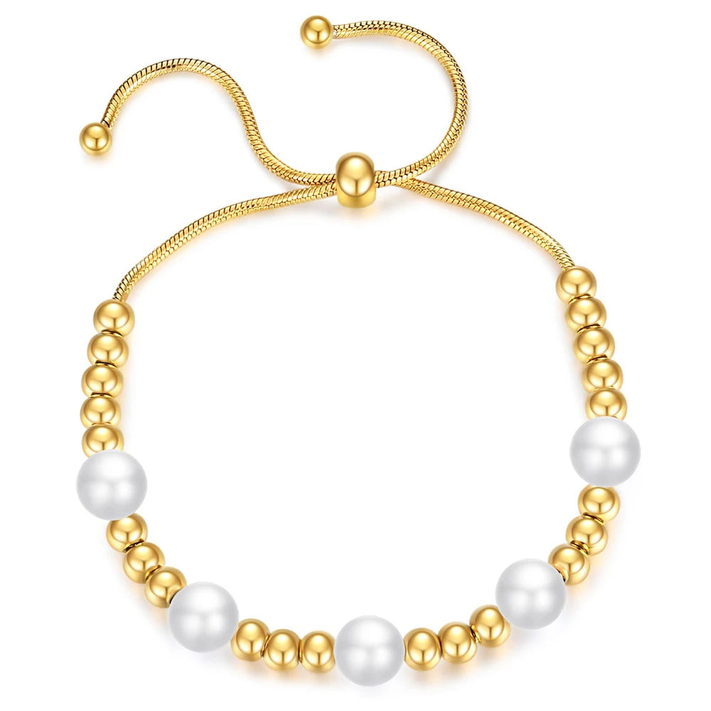 Fashion Party Jewelry Bracelets Adjustable Snake Chain With White Pearl Bracelets For Women Wedding Jewellry