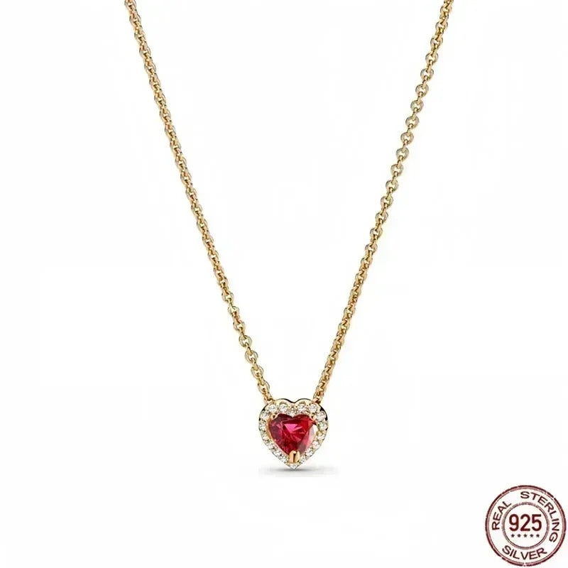 Hot selling 925 sterling silver pendant necklace shines with classic luxury heart-shaped square necklace, women's jewelry gift