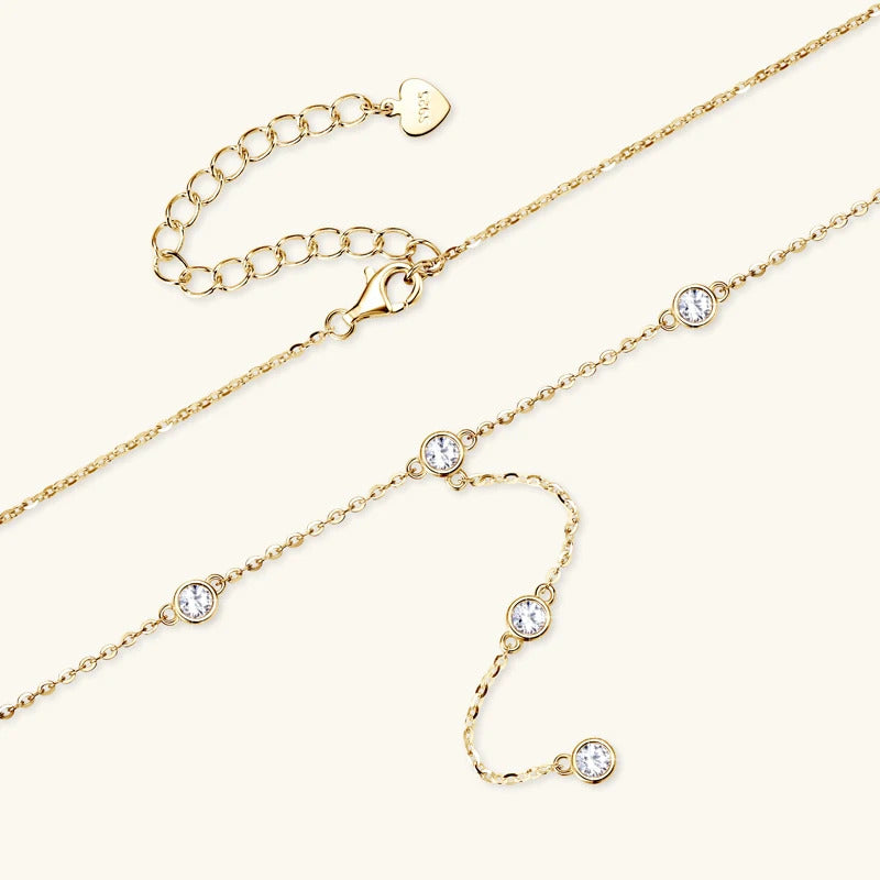Lnngy Collares Mujer 3mm 0.1ct Moissanite Necklace 925 Sterling Silver Y-shaped Pendant Necklaces For Women Unique Jewelry Gift