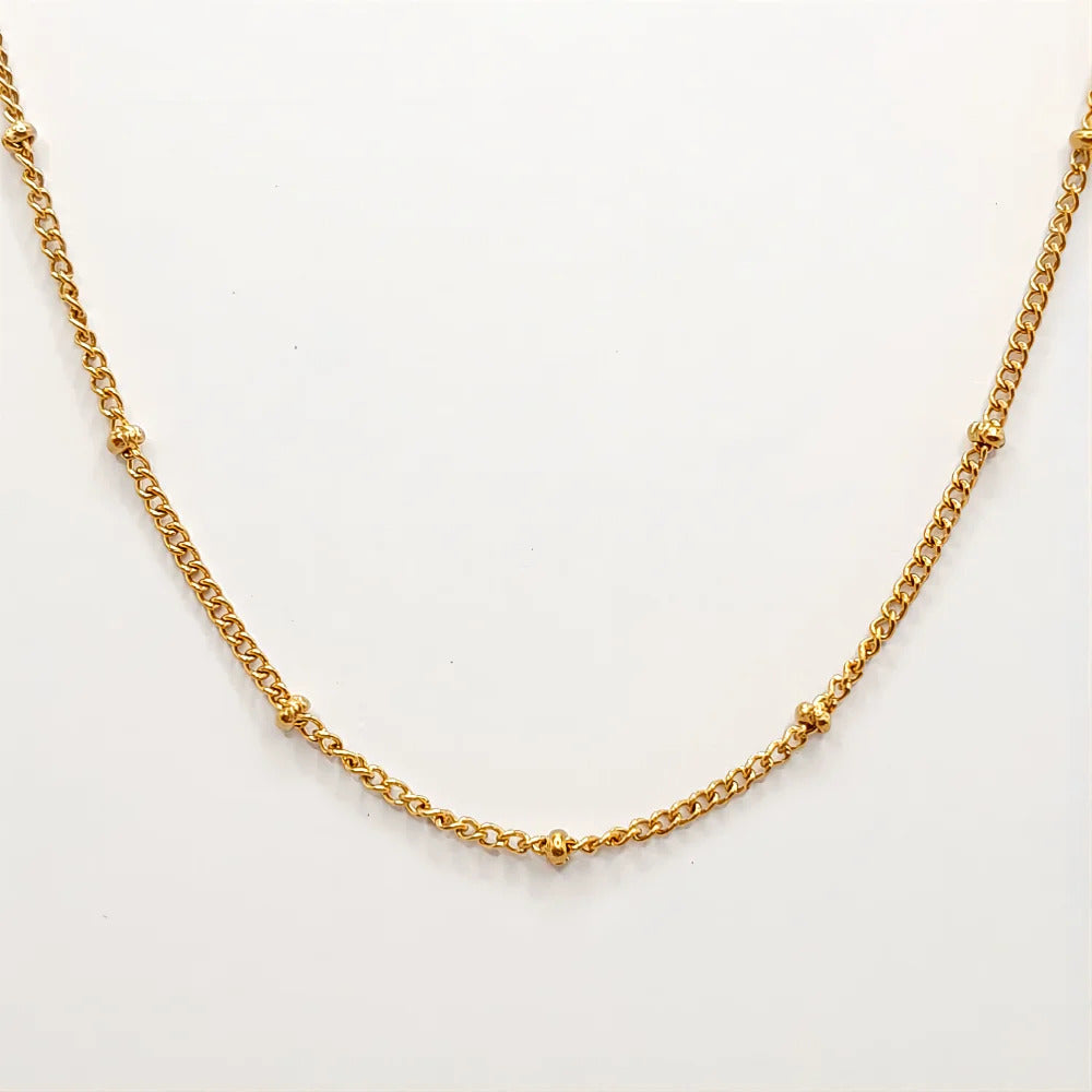 Gold Plated Stainless Steel Dainty Minimalist Zircon Charm Anti Tarnish Chain Round Clear Cz Stone Necklace for Women Jewelry