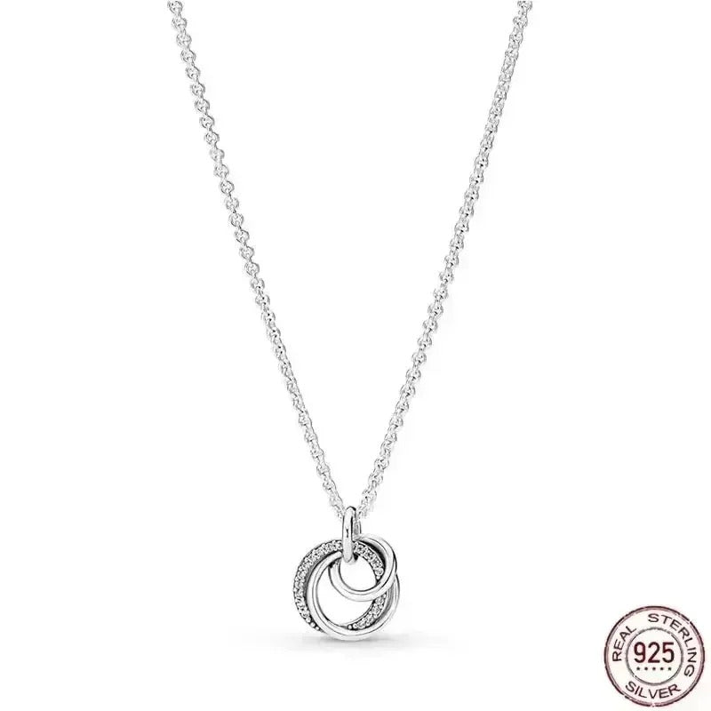 Hot selling 925 sterling silver pendant necklace shines with classic luxury heart-shaped square necklace, women's jewelry gift
