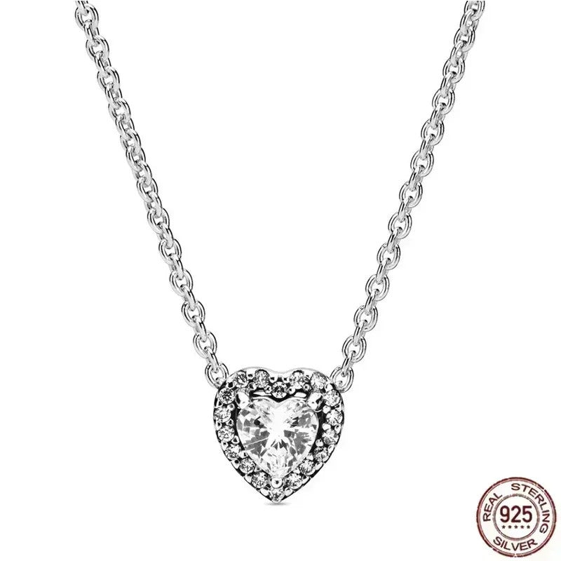 Hot selling 925 sterling silver pendant necklace shines with classic luxury heart-shaped square necklace, women's jewelry gift