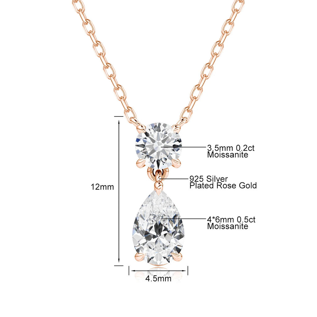 3ct Pear Cut Moissanite Pendant Necklace Silver 925 Women's Waterdrop Necklace High Quality Luxury Engagement Jewelry
