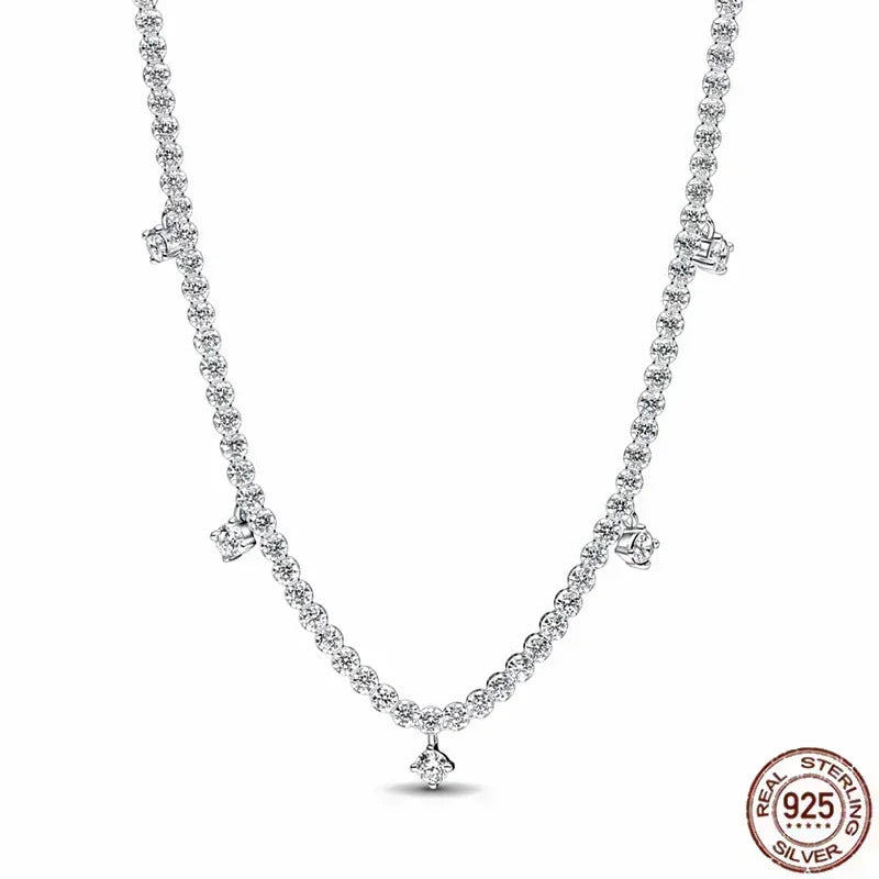 Hot selling 925 sterling silver pendant necklace shines with classic luxury heart-shaped square necklace, women's jewelry gift