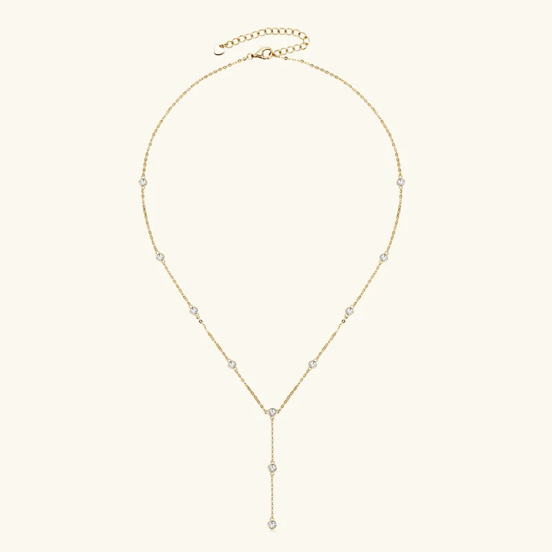 Lnngy Collares Mujer 3mm 0.1ct Moissanite Necklace 925 Sterling Silver Y-shaped Pendant Necklaces For Women Unique Jewelry Gift