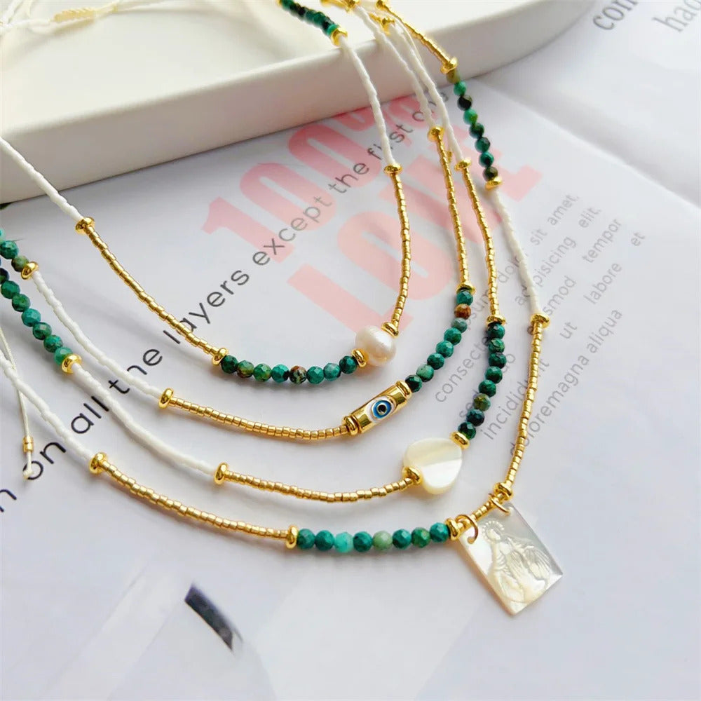 Virgin Mary Necklace For Women Gift Collar Virgen 2023 New In Miyuki Turquoise Bead Choker Necklaces Eye Collar Femme
