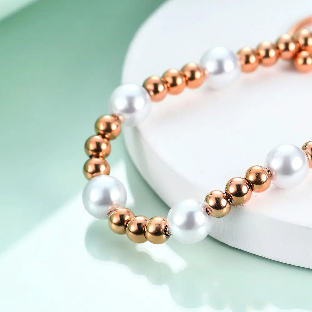 Fashion Party Jewelry Bracelets Adjustable Snake Chain With White Pearl Bracelets For Women Wedding Jewellry
