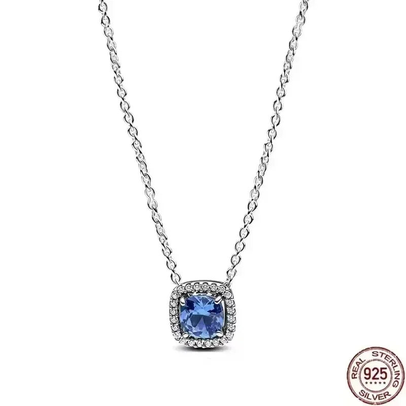 Hot selling 925 sterling silver pendant necklace shines with classic luxury heart-shaped square necklace, women's jewelry gift