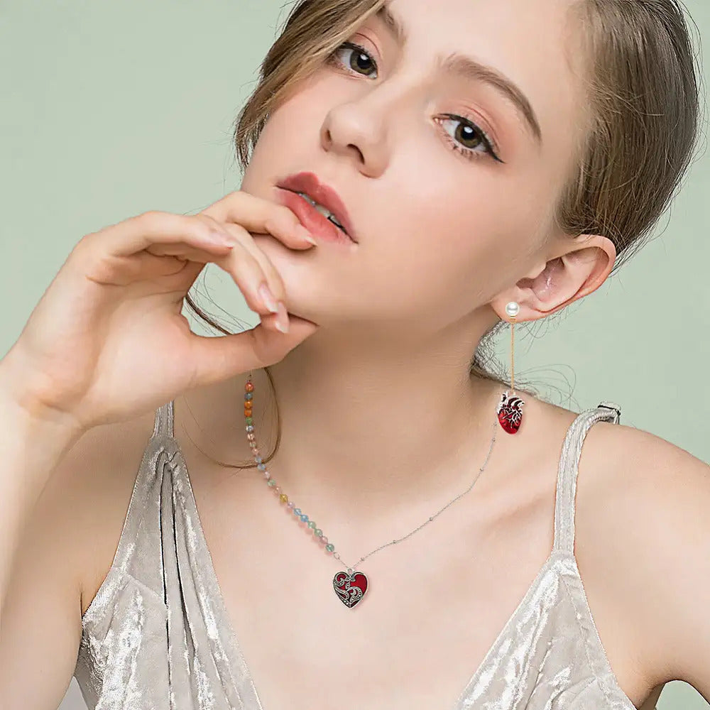 OLYCRAFT 1 Box 24 Pieces 2 Styles Alloy Enamel Pendant, Heart Pendant, Silver 24~25x16~20x2~4mm, Hole Diameter: 2.2~2.5mm, Each Style 12 Pieces