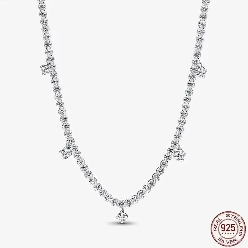 Hot selling 925 sterling silver pendant necklace shines with classic luxury heart-shaped square necklace, women's jewelry gift