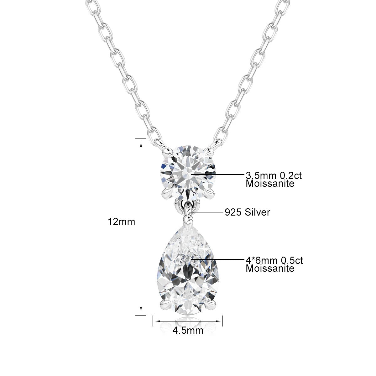 3ct Pear Cut Moissanite Pendant Necklace Silver 925 Women's Waterdrop Necklace High Quality Luxury Engagement Jewelry