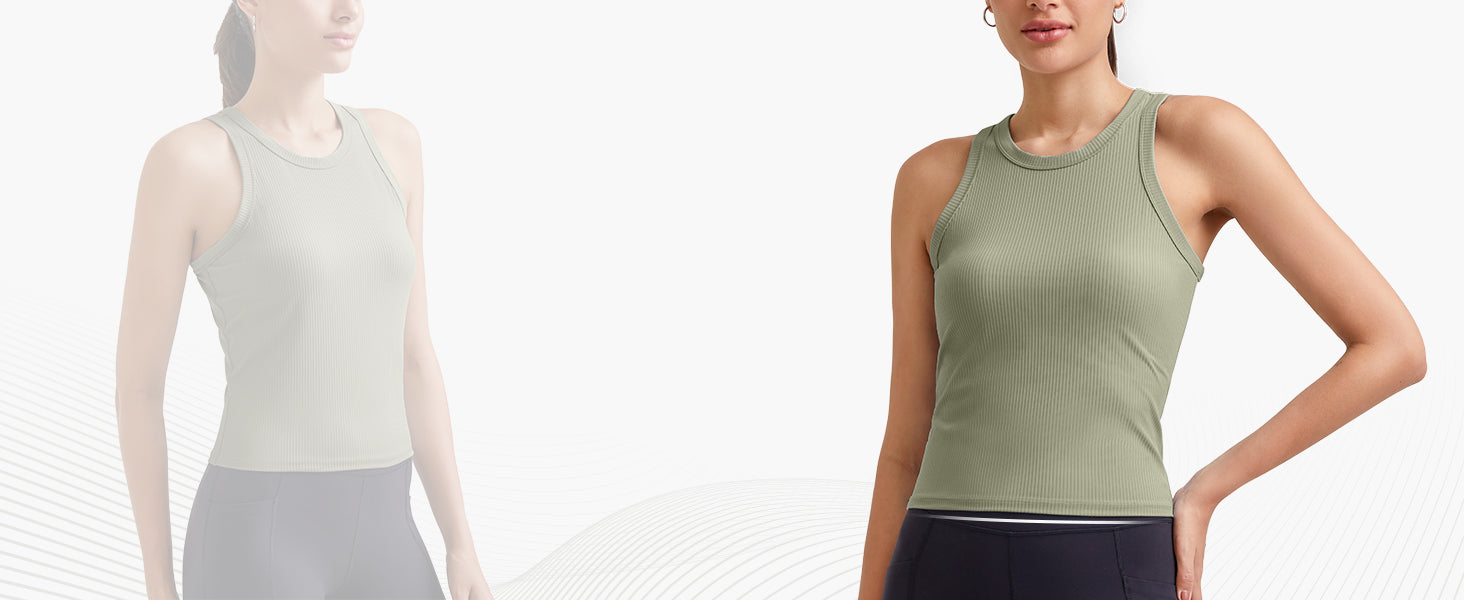 Workout Tank Tops for Women Slim Fitted Racerback Ribbed Athletic Gym Yoga Tanks Summer Casual
