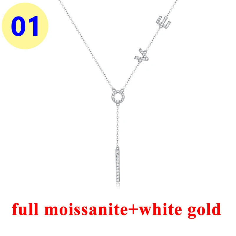 Full Moisssanite D Color Women's Chain Necklace 925 Silver 18K White Gold Fine Luxury Moissanite Pendant Necklace for Women Men