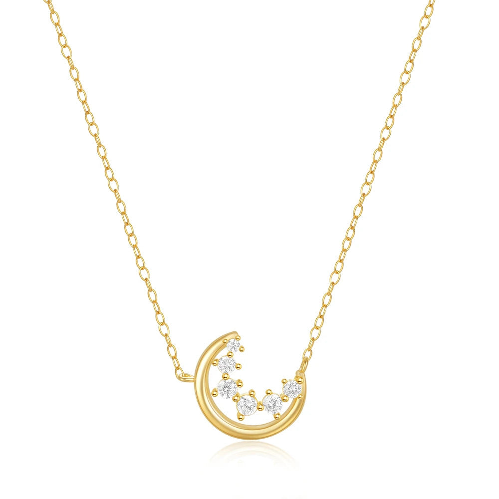 925 Sterling Silver Horse Eyes Colored Zircon Collarbone Necklace For Women 18K Gold Ins Lune Necklace Fine Jewelry
