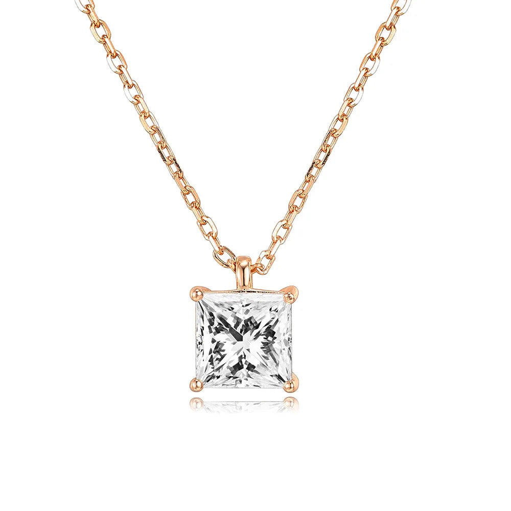 Geometry Crystal Pendant Necklace For Women Round Heart Gold Color Choker Chain Zircon Necklaces Korean Minimalist Jewelry N481