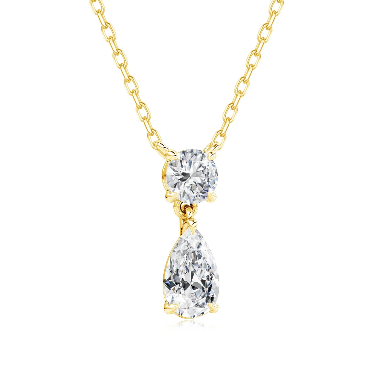 3ct Pear Cut Moissanite Waterdrop Pendant Necklace for Women 18K Gold Plated Choker Chain Fashion Neck Accessories Jewelry