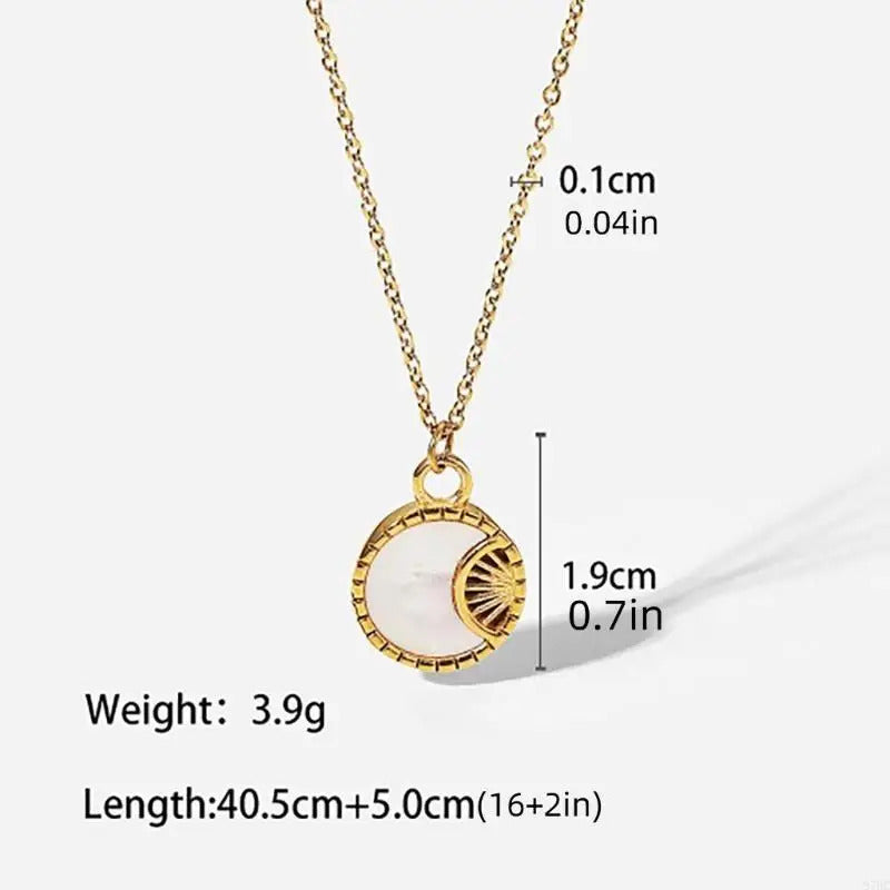 87HC Vintage Pendant Necklace Stainless Steel Neckchain with Cubic Zirconia