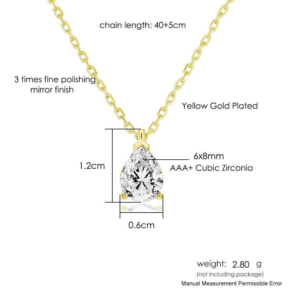 Geometry Crystal Pendant Necklace For Women Round Heart Gold Color Choker Chain Zircon Necklaces Korean Minimalist Jewelry N481