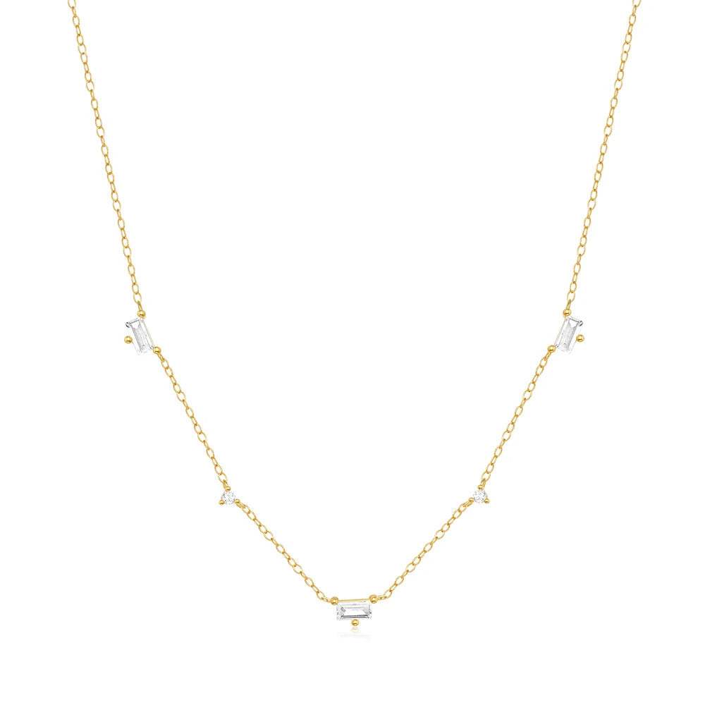 925 Sterling Silver Horse Eyes Colored Zircon Collarbone Necklace For Women 18K Gold Ins Lune Necklace Fine Jewelry