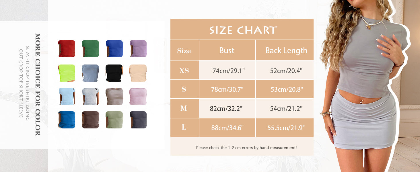 Women’s Basic Slim fit Crop Top Tee Shirt Short Sleeve Workout Round Neck Cropped Tshirt