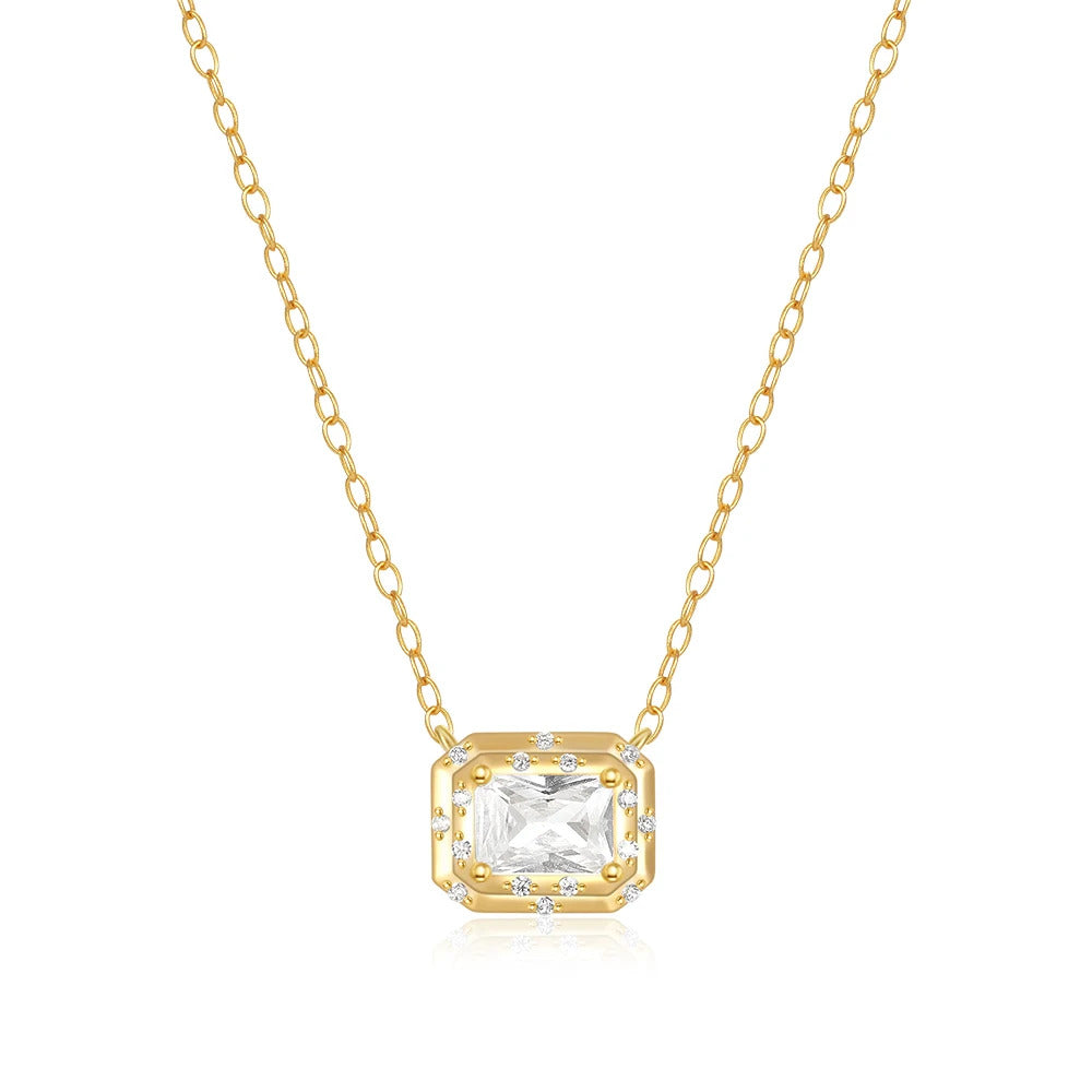 925 Sterling Silver Horse Eyes Colored Zircon Collarbone Necklace For Women 18K Gold Ins Lune Necklace Fine Jewelry