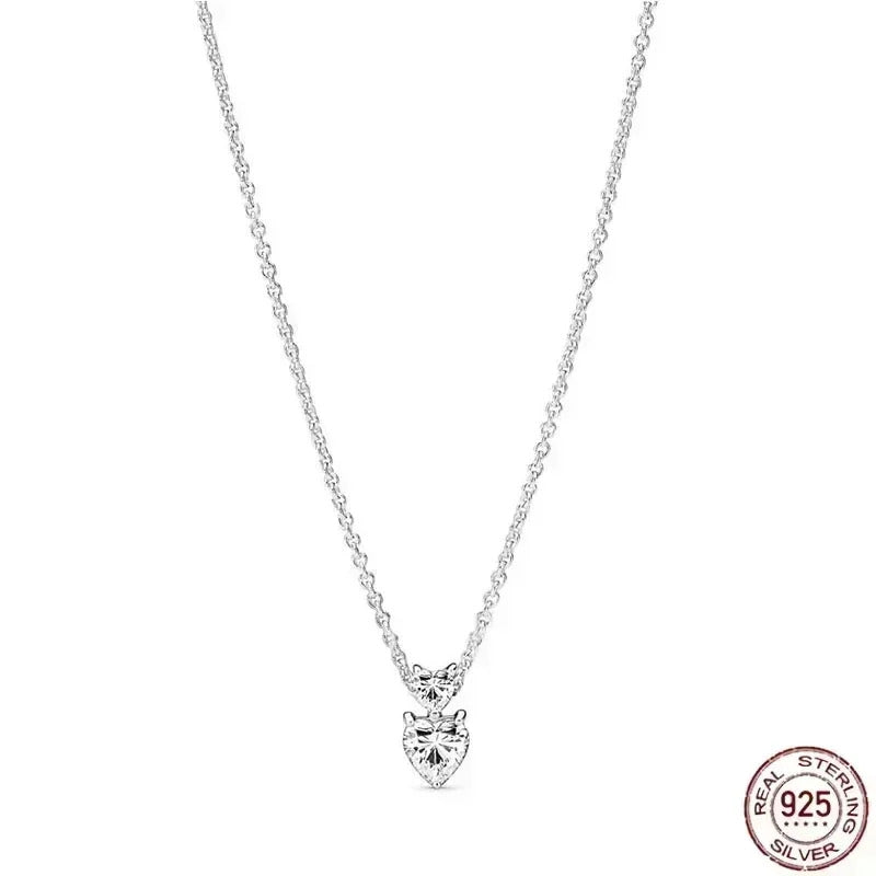 Hot selling 925 sterling silver pendant necklace shines with classic luxury heart-shaped square necklace, women's jewelry gift