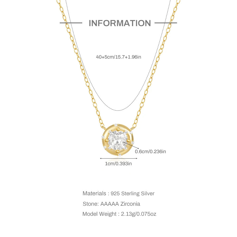 925 Sterling Silver Horse Eyes Colored Zircon Collarbone Necklace For Women 18K Gold Ins Lune Necklace Fine Jewelry