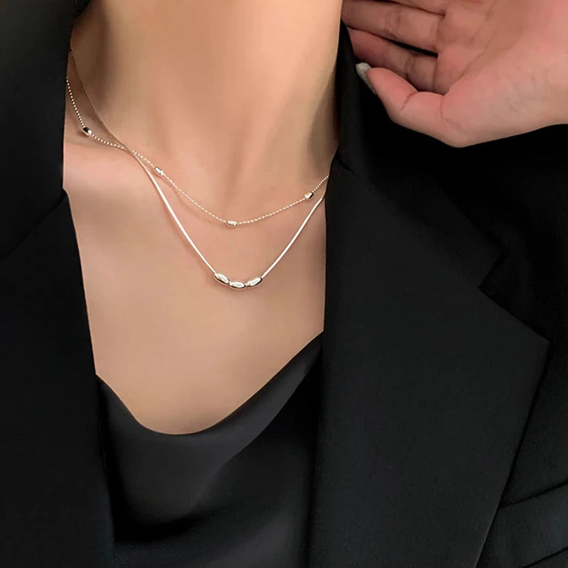 925 Sterling Silver Necklace Simple Style Charm Geometric Shape Pendant Choker Birthday Party Gift for Women Exquisite Jewelry