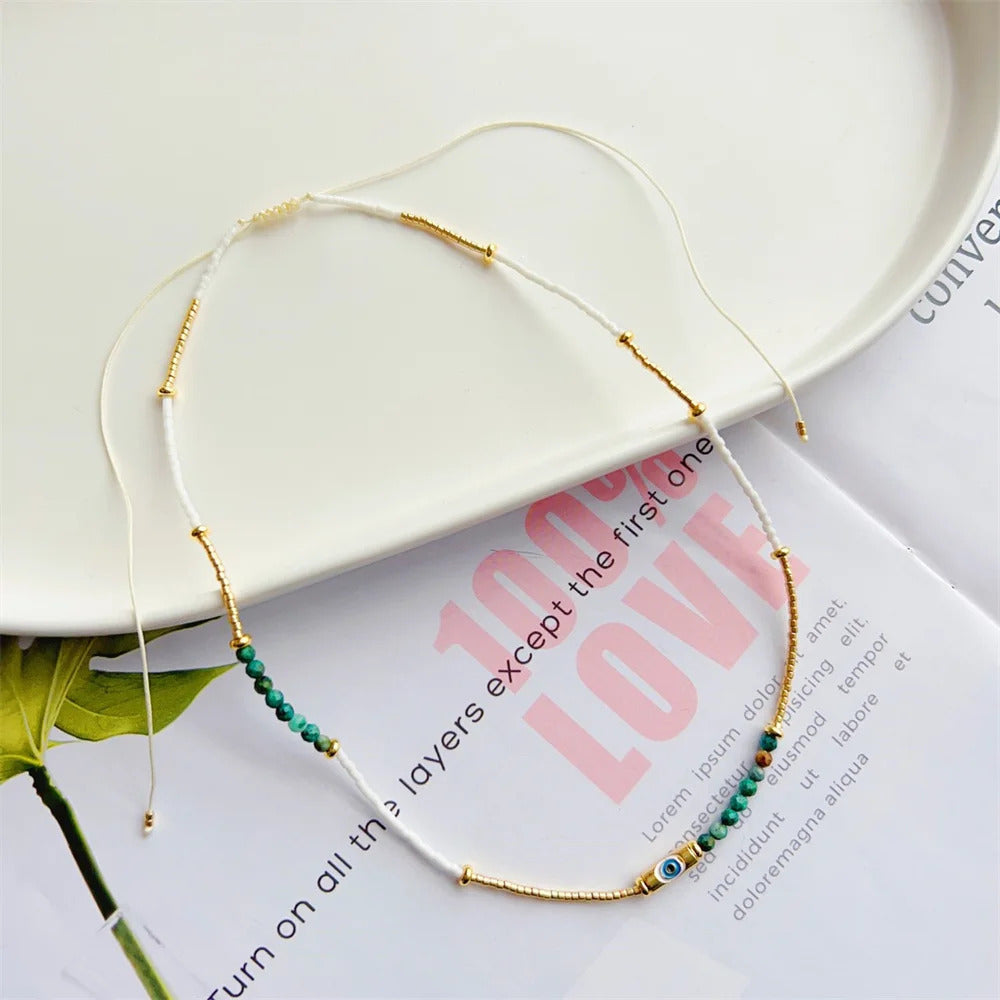 Virgin Mary Necklace For Women Gift Collar Virgen 2023 New In Miyuki Turquoise Bead Choker Necklaces Eye Collar Femme