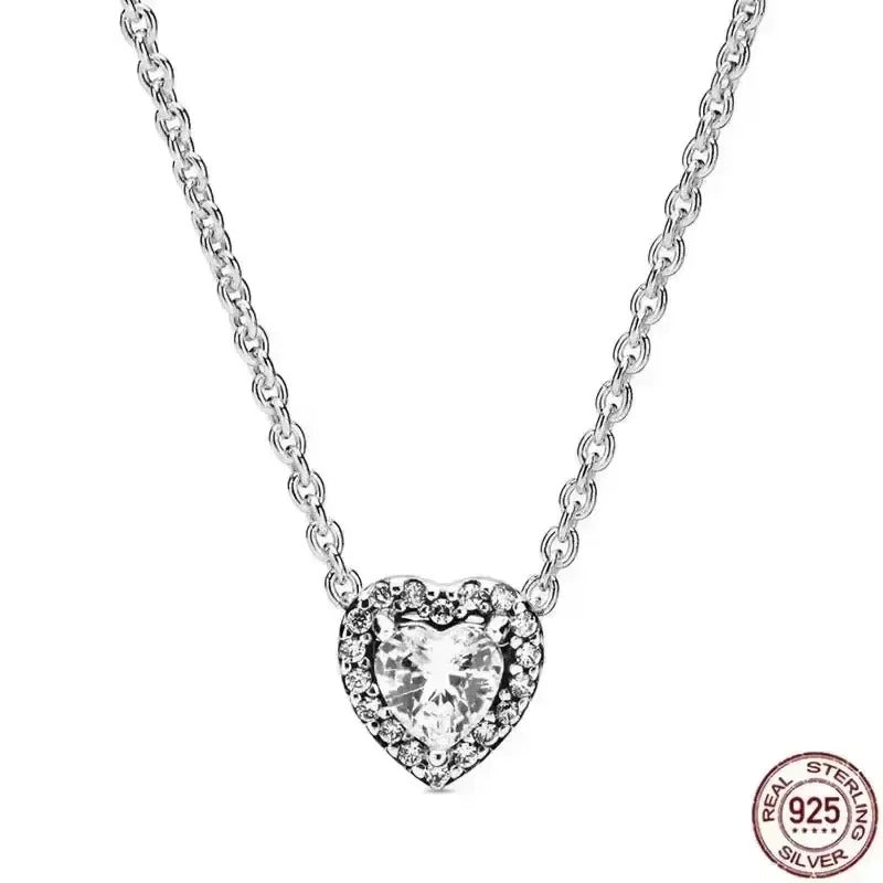 Hot selling 925 sterling silver pendant necklace shines with classic luxury heart-shaped square necklace, women's jewelry gift