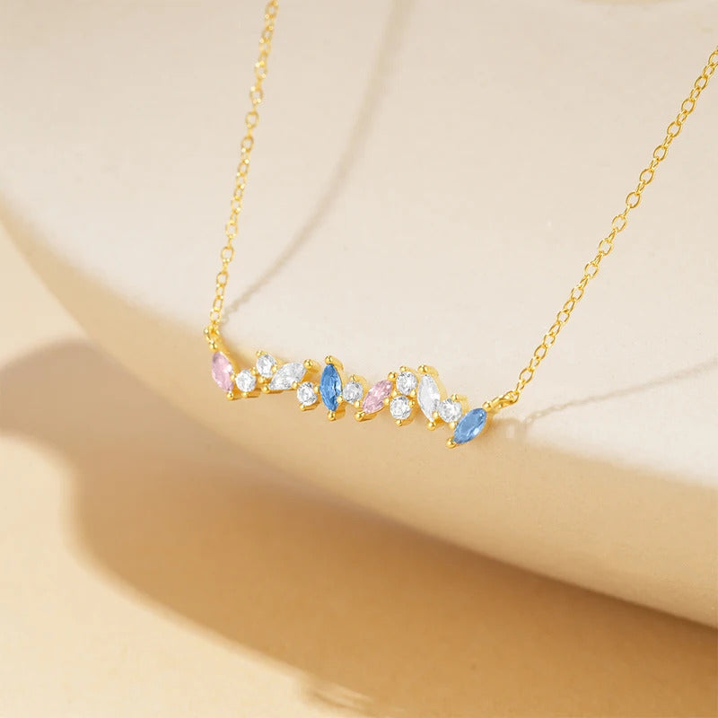 925 Sterling Silver Horse Eyes Colored Zircon Collarbone Necklace For Women 18K Gold Ins Lune Necklace Fine Jewelry