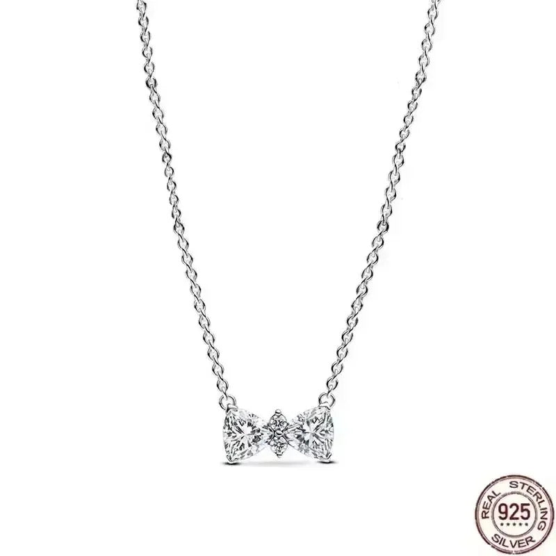 Hot selling 925 sterling silver pendant necklace shines with classic luxury heart-shaped square necklace, women's jewelry gift